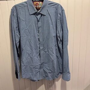 Robert Graham Navy Geometric Pattern Button-Down Shirt